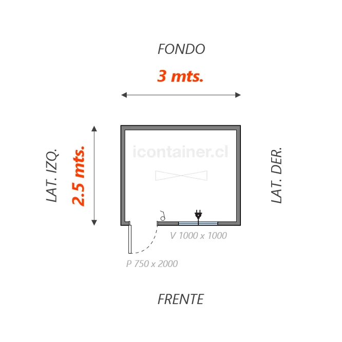 Oficina 3 x 2,5 mts.  |   7.5 M2 2 — Icontainer