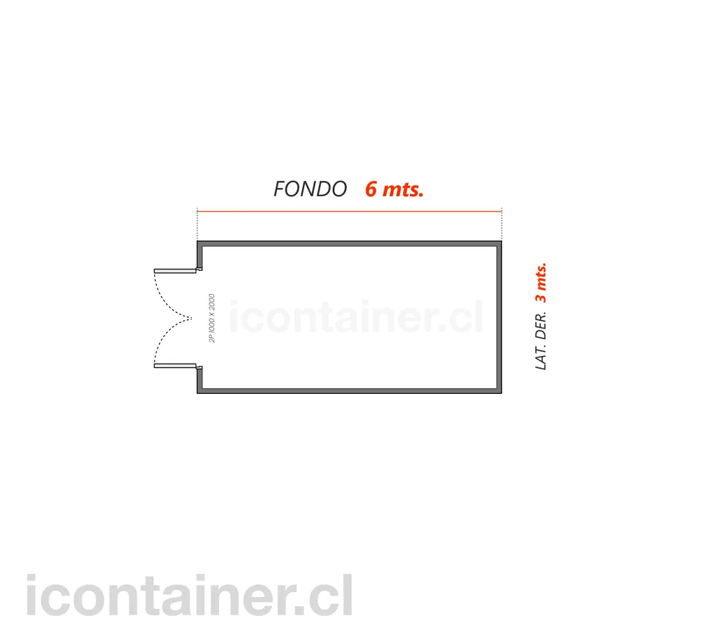 6 x 3 mts.  |  18 M 2  | 2 Puertas 2 — Icontainer