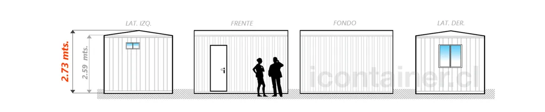 Casa 12 m² · 1 dormitorio — Modelo 12 ALFA 1 01 430 4 — Icontainer