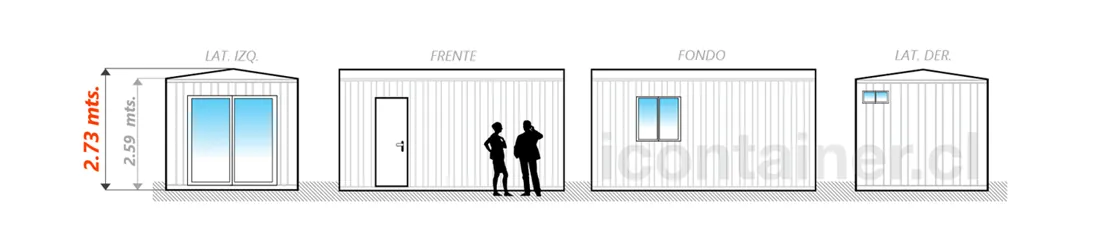 Casa 15 m² · 1 dormitorio — Modelo 15 ALFA 1 11 530 6 — Icontainer