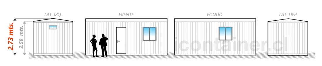 Casa 18 m² · 1 dormitorio — Modelo 18 ALFA 2 02 630 6 — Icontainer