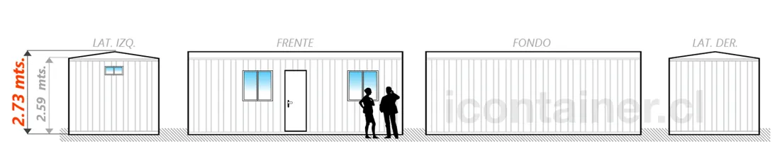 Casa 21 m² · 1 dormitorio — Modelo 21 ALFA 2 02 730 4 — Icontainer
