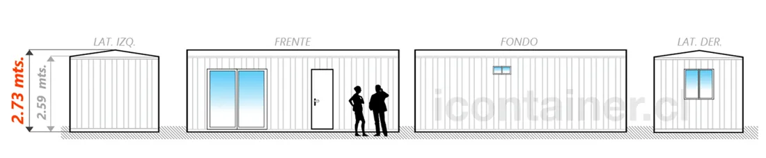 Casa 21 m² · 1 dormitorio — Modelo 21 ALFA 3 11 730 5 — Icontainer