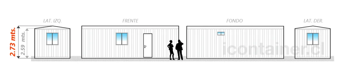 Casa 24 m² · 2 dormitorios — Modelo 24 BETA 1 03 830 5 — Icontainer