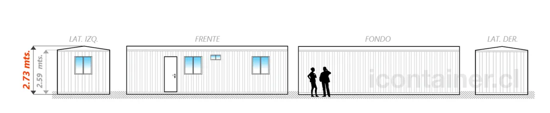Casa 27 m² · 2 dormitorios — Modelo 27 BETA 1 03 930 6 — Icontainer