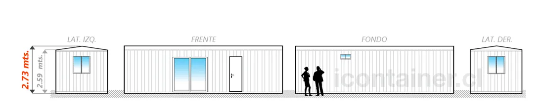 Casa 27 m² · 2 dormitorios — Modelo 27 BETA 1 12 930 6 — Icontainer