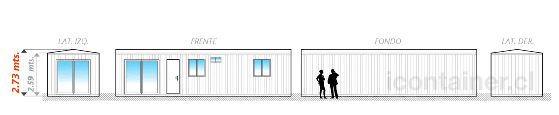 Casa 30 m² · 1 dormitorio — Modelo 30 ALFA 1 22 1030 4 — Icontainer
