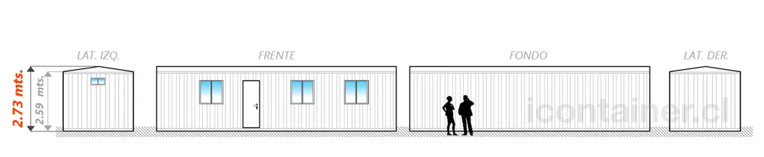 Casa 30 m² · 1 dormitorio — Modelo 30 ALFA 2 03 1030 4 — Icontainer