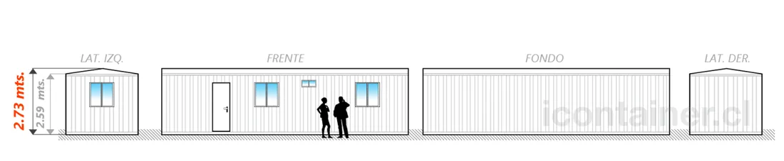 Casa 30 m² · 2 dormitorios — Modelo 30 BETA 1 03 1030 4 — Icontainer