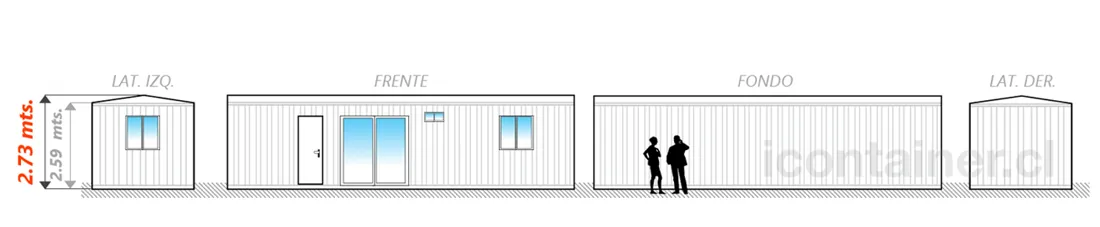 Casa 30 m² · 2 dormitorios — Modelo 30 BETA 1 12 1030 4 — Icontainer