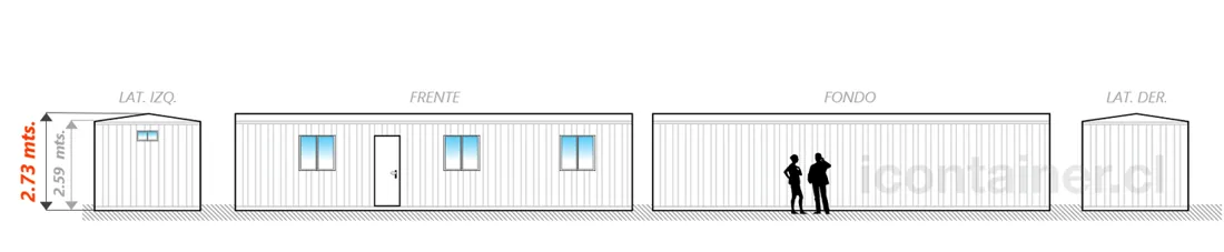 Casa 33 m² · 1 dormitorio — Modelo 33 ALFA 2 03 1130 6 — Icontainer