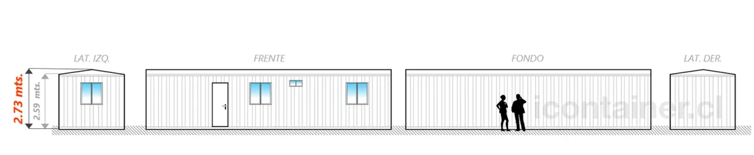 Casa 33 m² · 2 dormitorios — Modelo 33 BETA 1 03 1130 6 — Icontainer