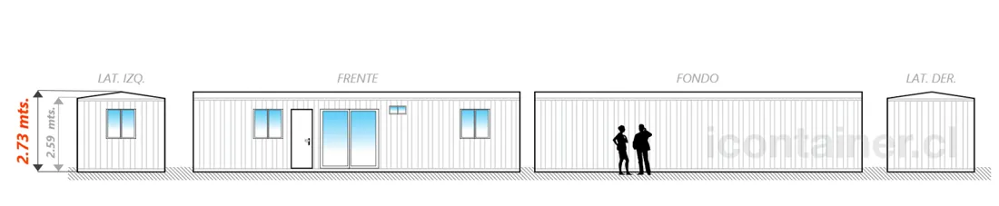 Casa 33 m² · 2 dormitorios — Modelo 33 BETA 1 13 1130 6 — Icontainer