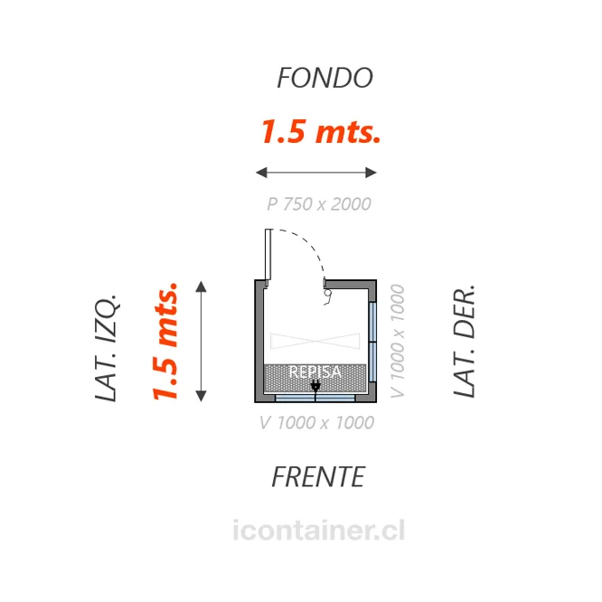 Caseta de 1.5 x 1.5 mts 2 — Icontainer