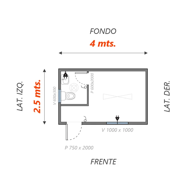 Oficina 10 M2 +Baño Simple 2 — Icontainer