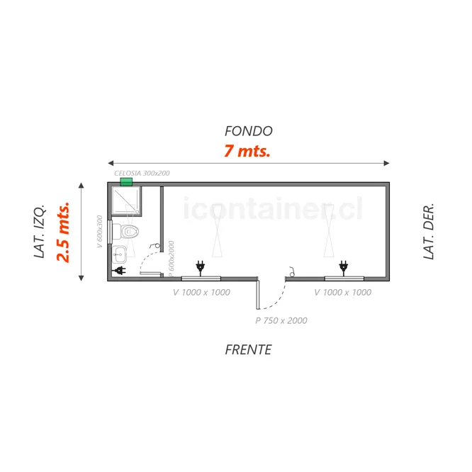 Oficina 17.5 M2 +Baño Completo 2 — Icontainer
