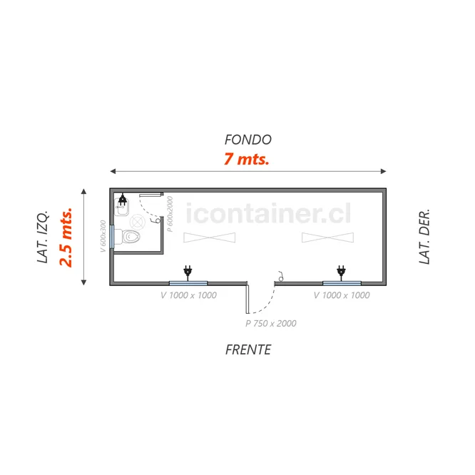 Oficina 17.5 M2 +Baño Simple 2 — Icontainer