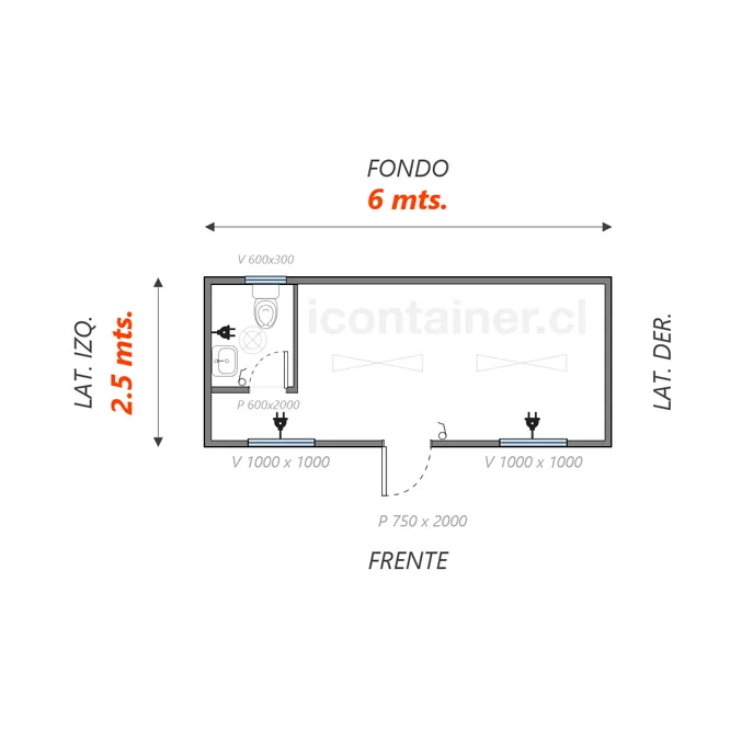Oficina 15 M2 + Baño Simple 2 — Icontainer