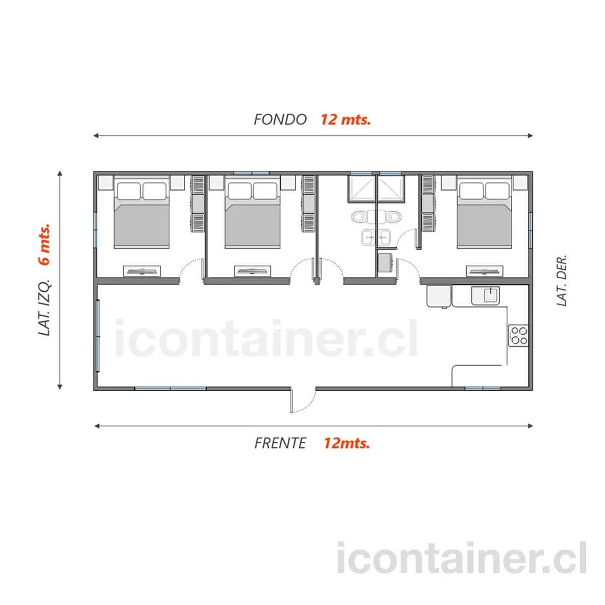Modelo: C2-72H4-2B3-12301230-1900 — Icontainer