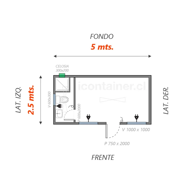 Oficina 12.5 M2 +Baño Completo 2 — Icontainer