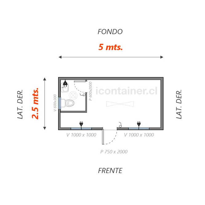 Oficina 12.5 M2 +Baño Simple 2 — Icontainer