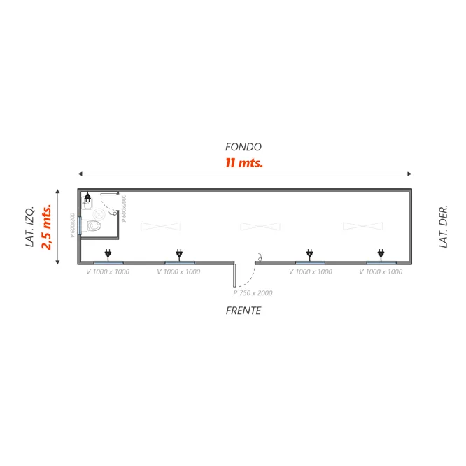 Oficina 27.5 M2 + Baño Simple 2 — Icontainer