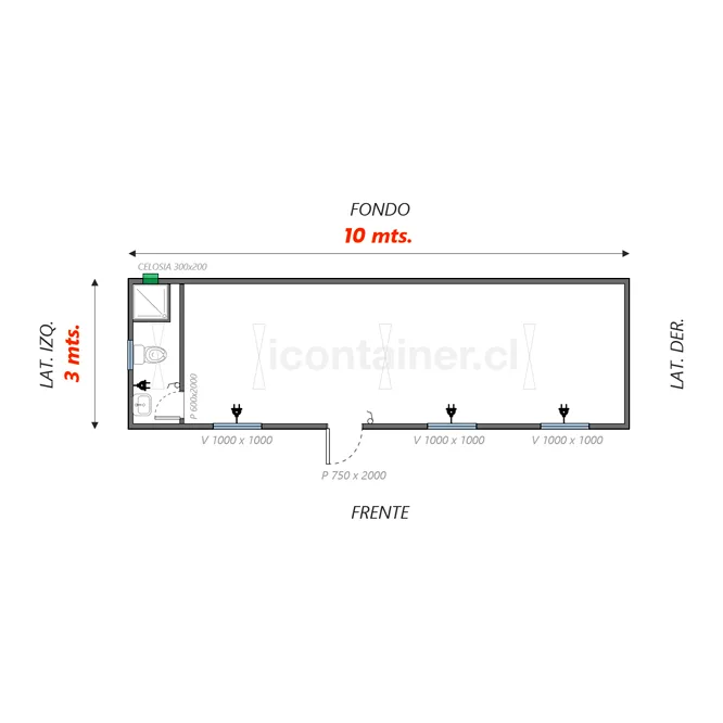 Oficina 30 M2 + Baño Completo 2 — Icontainer