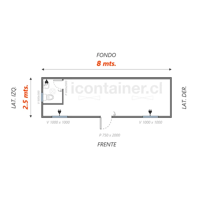 Oficina 20 M2 +Baño Simple 2 — Icontainer