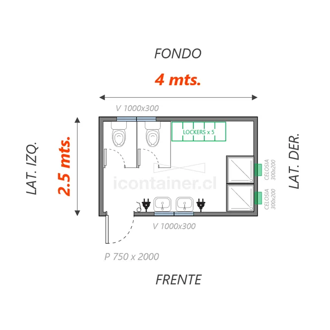 Baño 10 M2 | 20 personas 2 — Icontainer