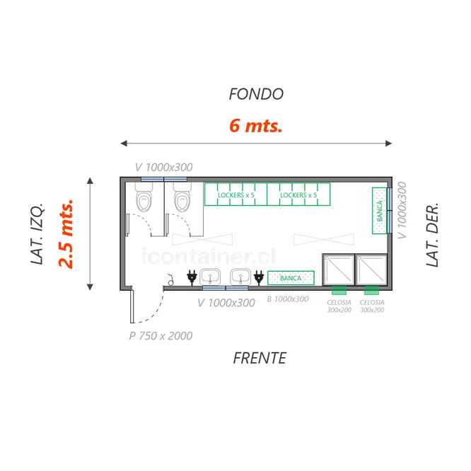 Baño 15 M2 |  20 Personas 2 — Icontainer