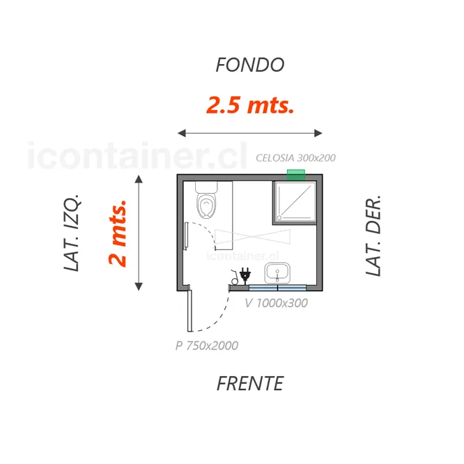 Baño 5 M2 |  10 personas 2 — Icontainer