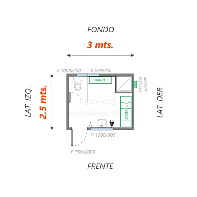 Baño 7.5 M2 |  10 personas 2 — Icontainer